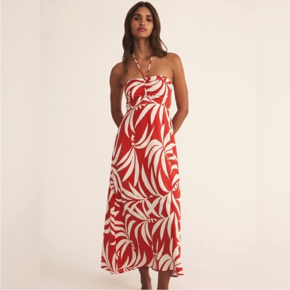 NWT Z Supply Elodi Cabana Red Tropical Leaf Midi Dress